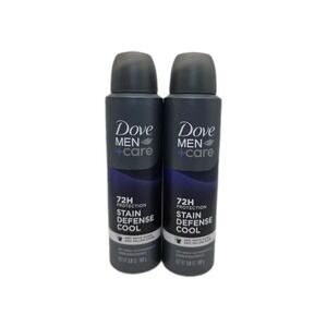 Lot of 2 Dove Men+Care Stain Defense Cool Dry‎ Spray Antiperspirant 3.8 oz 72H